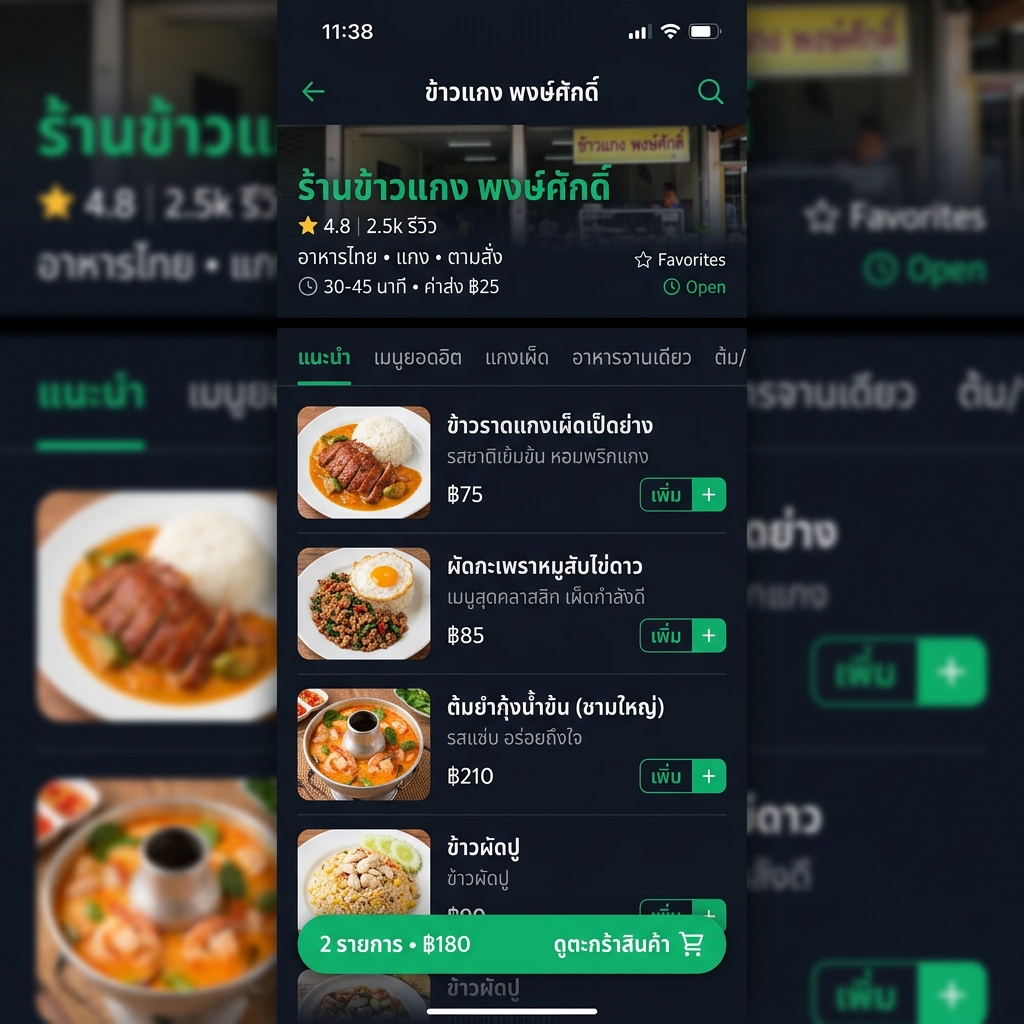 หน้าสั่งอาหาร